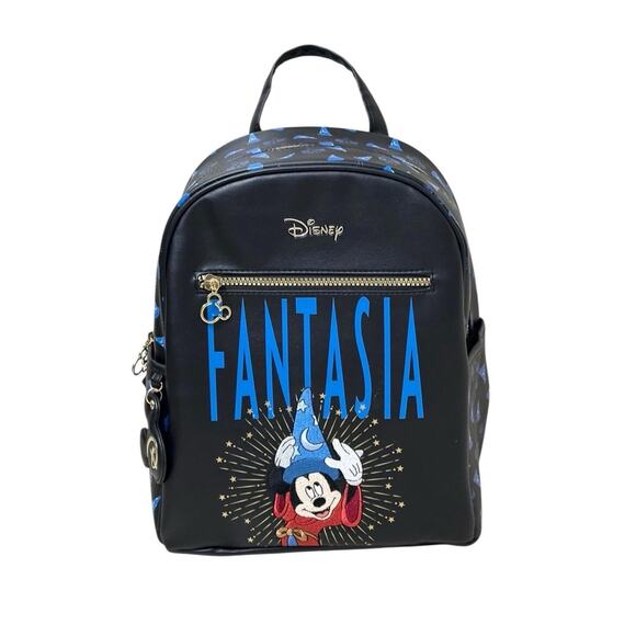 Disney Mickey Mouse Fantasia Faux Leather Backpack (13”x10.5”) Primark NEW - Picture 1 of 3